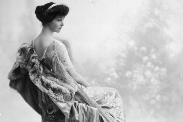 Black-and-white portrait of Consuelo Vanderbilt, a prominent dollar princess who married the Duke of Marlborough during the Gilded Age.