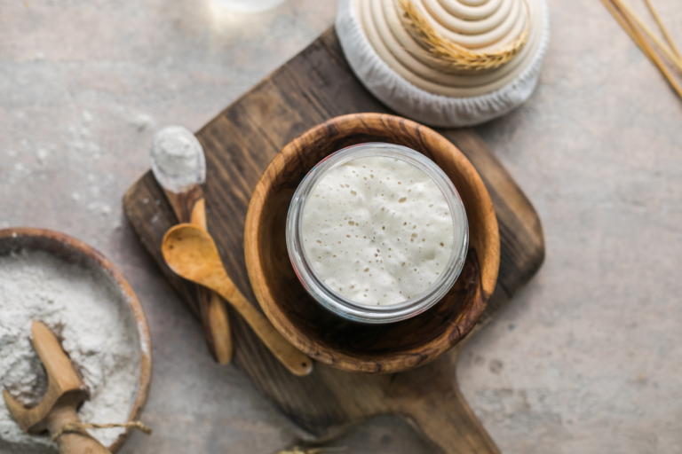 leaven for bread is active. Starter sourdough fermented mixture of water and flour to use as leaven